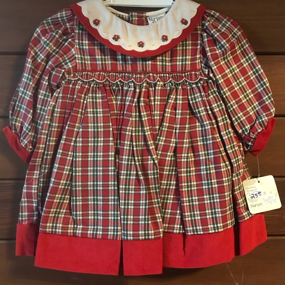 Plaid Floral collar dress